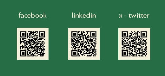 Kody QR: facebook, linkedin, x - twitter
